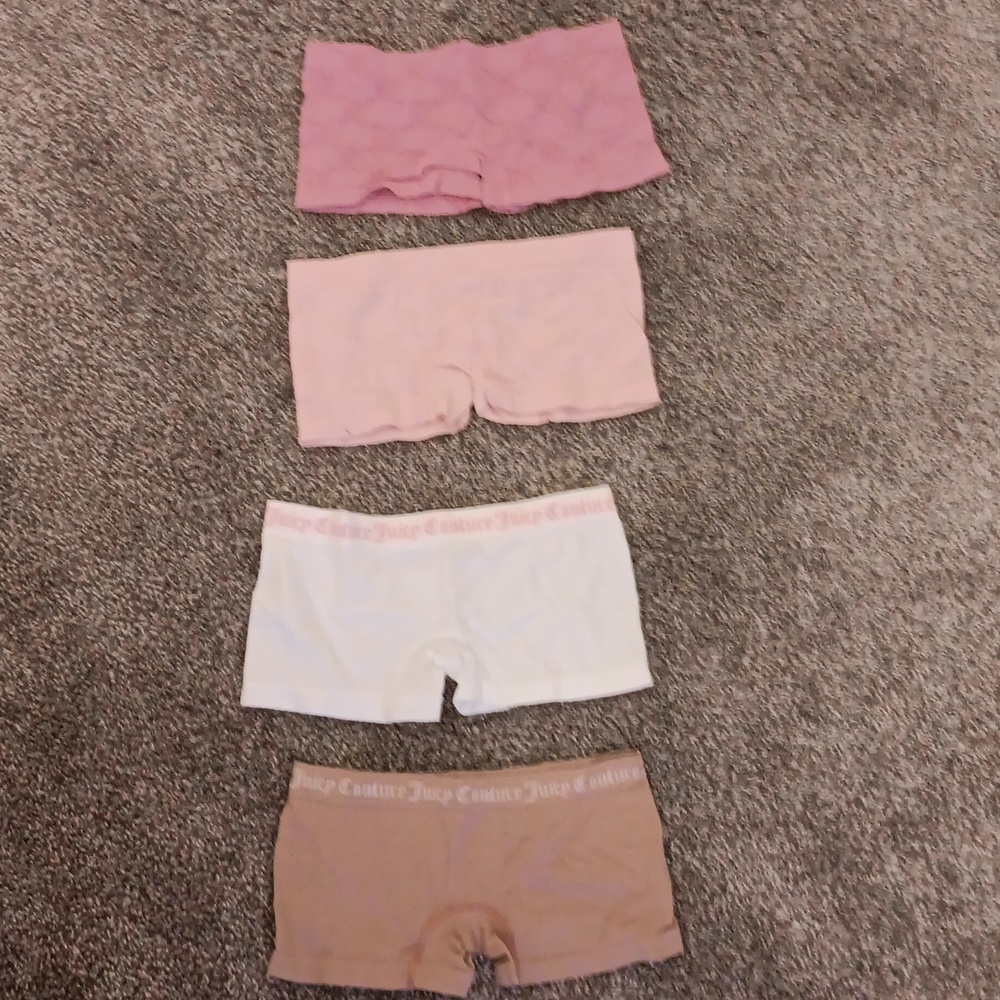 juicy couture underwear, tan, white, pink, and light pink.